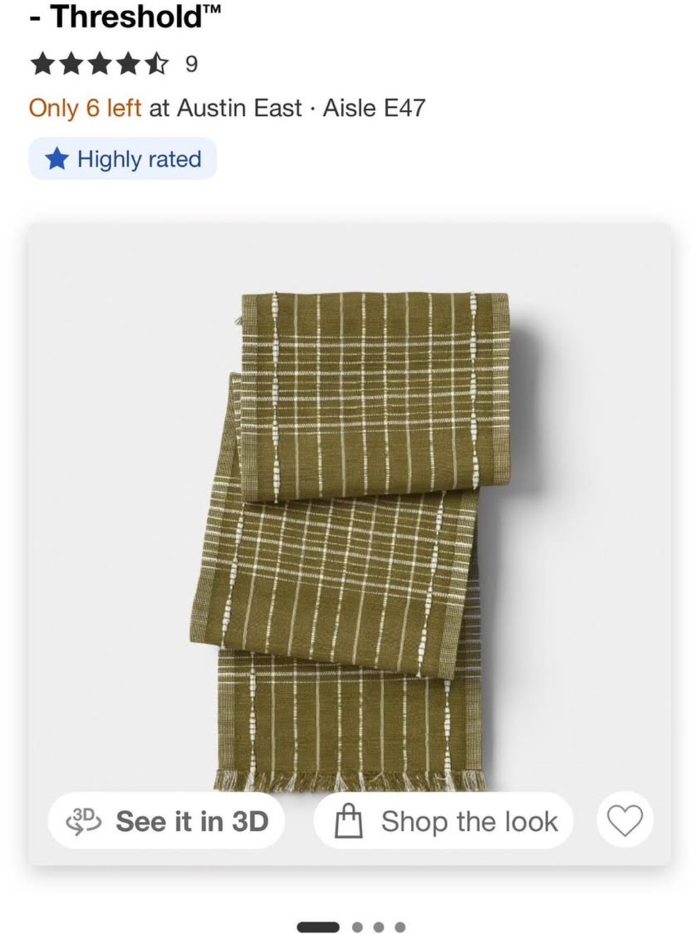 Qty 3 olive green table runner